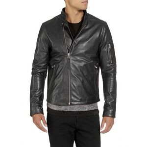 Tiger of Sweden Rikki Sheep Leather Biker Jacket Black Moto Motorcycle Men's M